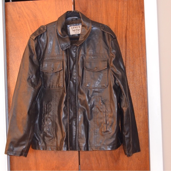 LEVI'S Men's Biker Vegan Faux Leather Jacket Dark Brown Size XL